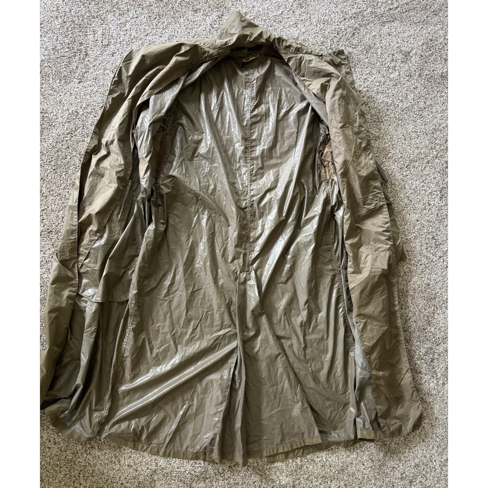 US Army Vintage 50s Korean War Rain Coat Military Trench 36 REG Nylon Taupe Read - Picture 8 of 16